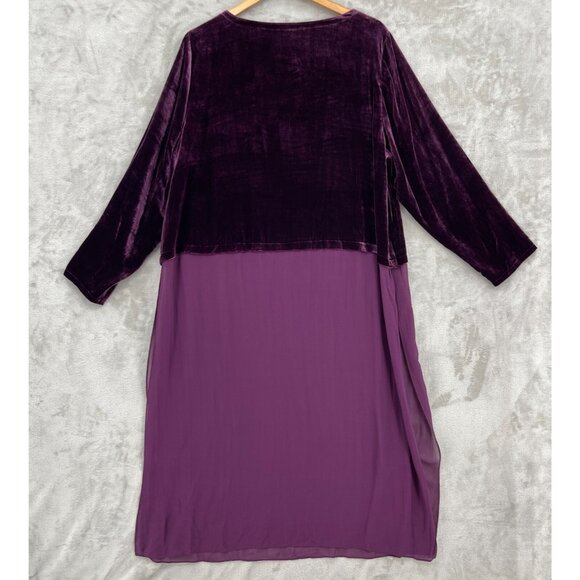 Eileen Fisher Raisinette Silk Velvet & Chiffon Tunic Duster NO SLIP - Picture 3 of 9